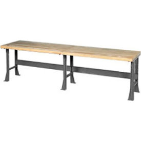 Global Industrial 488010 Global Industrial™ Extra Long Workbench w/ Maple Square Edge Top, 120"W x 30"D, Gray image.