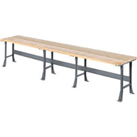 Global Industrial 488013 Global Industrial™ Extra Long Workbench w/ Maple Square Edge Top, 180"W x 30"D, Gray image.