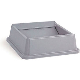 Rubbermaid Commercial Products FG266400GRAY Lid For 35 & 50 Gallon Square Rubbermaid Waste Receptacles - Gray image.