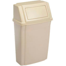 Rubbermaid Commercial Products FG782200BEIG Rubbermaid Wall Mount Trash Can with Swing Lid Beige image.