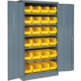 Global Industrial 500139 Global Industrial™ Locking Storage Cabinet 36x18x72, 24 YL Stacking Bins, 6 Shelf Unassembled image.