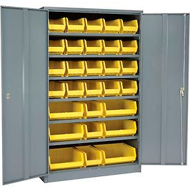 Global Industrial 500142 Global Industrial™ Locking Storage Cabinet 48x24x78, 29 YL Stacking Bins, 6 Shelves Unassembled image.