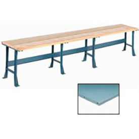 Global Industrial 500302 Global Industrial™ Production Workbench w/ Steel Square Edge Top, 180"W x 30"D, Gray image.