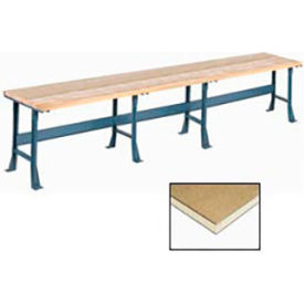 Global Industrial Production Workbench w/ Shop Top Square Edge 180"W x 36"D Gray 