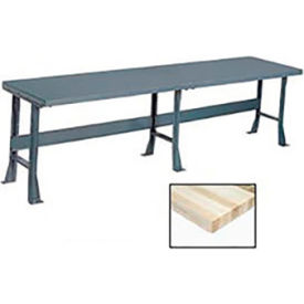 Global Industrial Production Workbench w/ Maple Square Edge Top 120"W x 30"D Gray 