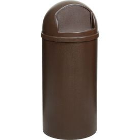 Rubbermaid Commercial Products FG817088BRN 25 Gallon Rubbermaid Marshal Waste Receptacles - Brown image.