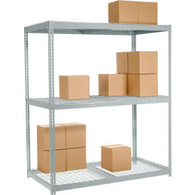 Global Industrial B2297185 Global Industrial 3 Shelf, Wide Boltless Shelving, 60"W x 36"D x 96"H, Wire Deck, USA image.