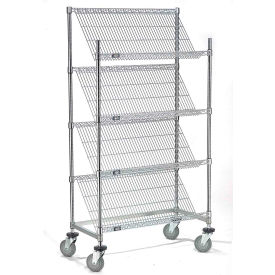 Global Industrial 504104 Nexel® Slant Wire Shelving Truck w/4 Shelves, 36"L x 18"W x 69"H image.