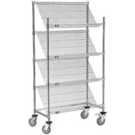 Global Industrial 504105B Nexel® Slant Wire Shelving Truck w/4 Shelves & Brakes, 48"L x 18"W x 69"H image.