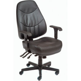 Interion Office Chair With High Back & Adjustable Arms, Leather, Black