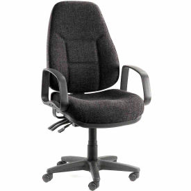 Global Industrial 516147BK Interion® Task Chair With High Back & Fixed Arms, Fabric, Black image.