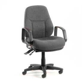 Global Industrial 516148GY Interion® Task Chair With Mid Back & Fixed Arms, Fabric, Gray image.