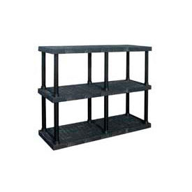 Spc Industrial Structural Plastics Corp. AS6616X3 Structural Plastic Adjustable Vented Shelving, 66"W x 16"D x 45"H, Black image.