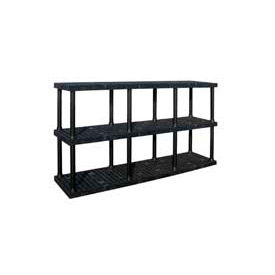 Spc Industrial Structural Plastics Corp. AS9616X3 Structural Plastic Adjustable Vented Shelving, 96"W x 16"D x 45"H, Black image.