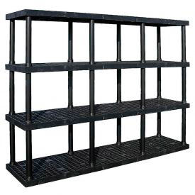Spc Industrial Structural Plastics Corp. AS9616X4 Structural Plastic Adjustable Vented Shelving, 96"W x 16"D x 72"H, Black image.