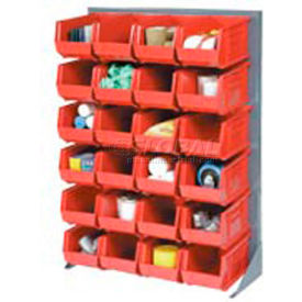 Global Industrial 550162RD Global Industrial™ Singled Sided Louvered Bin Rack w/ 24(G) Red Bins, 36"W x 15"D x 50"H image.