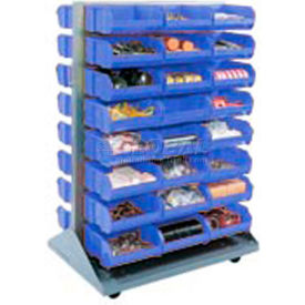 Global Industrial 550174BL Global Industrial™ Double Sided Mobile Floor Rack w/ 96(D) Blue Bins, 36"W x 25-1/2"D x 55"H image.
