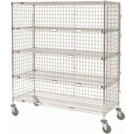 Global Industrial 800381 Nexel® Enclosed Wire Exchange Truck w/5 Shelves, 800 lb. Capacity, 36"L x 24"W x 69"H image.