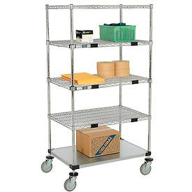 Global Industrial 558806A Nexel® Open Sided Wire Stock Picker Truck w/6 Shelves, 800 lb. Capacity, 36"L x 24"W x 69"H image.