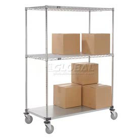 Global Industrial 558814A Nexel® Open Sided Wire Stock Picker Truck w/3 Shelves, 800 lb. Capacity, 60"L x 24"W x 69"H image.