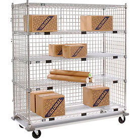 Global Industrial 800380 Nexel® Enclosed Wire Exchange Truck w/5 Shelves, 1000 lb. Capacity, 36"L x 24"W x 69"H image.