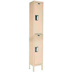 Hallowell® 2-Tier 2 Door Maintenance-Free Quiet Locker 12"Wx15"Dx78"H Tan Unassembled 