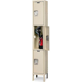 Hallowell UY1228-3PT Hallowell® 3-Tier 3 Door Maintenance-Free Quiet Locker, 12"W x 12"D x 78"H, Tan, Unassembled image.