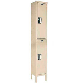 Hallowell UY1588-2PT Hallowell® 2-Tier 2 Door Maintenance-Free Quiet Locker, 15"W x 18"D x 78"H, Tan, Unassembled image.