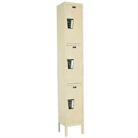 Hallowell UY1228-3A-PT Hallowell® 3-Tier 3 Door Maintenance-Free Quiet Locker, 12"W x 12"D x 78"H, Tan, Assembled image.