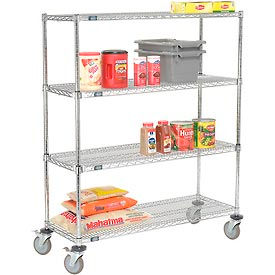 Global Industrial 580551AB Nexel® E-Z Adjust Wire Shelf Truck w/Brakes, 1200 lb. Capacity, 48"L x 18"W x 60"H image.