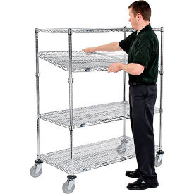 Global Industrial 580552A Nexel® E-Z Adjust Wire Shelf Truck, 1200 lb. Capacity, 60"L x 18"W x 60"H image.