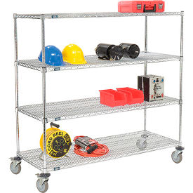 Global Industrial 580552AB Nexel® E-Z Adjust Wire Shelf Truck w/Brakes, 1200 lb. Capacity, 60"L x 18"W x 60"H image.