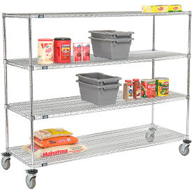 Global Industrial 580553AB Nexel® E-Z Adjust Wire Shelf Truck w/Brakes, 1200 lb. Capacity, 72"L x 18"W x 60"H image.