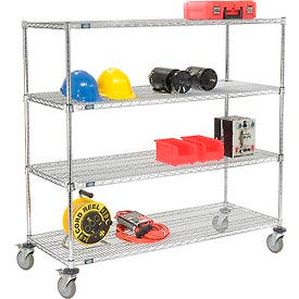 Global Industrial 580556AB Nexel® E-Z Adjust Wire Shelf Truck w/Brakes, 1200 lb. Capacity, 60"L x 24"W x 60"H image.