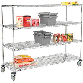 Global Industrial 580557AB Nexel® E-Z Adjust Wire Shelf Truck w/Brakes, 1200 lb. Capacity, 72"L x 24"W x 60"H image.