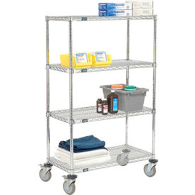 Global Industrial 580558AB Nexel® E-Z Adjust Wire Shelf Truck w/Brakes, 1200 lb. Capacity, 36"L x 18"W x 69"H image.