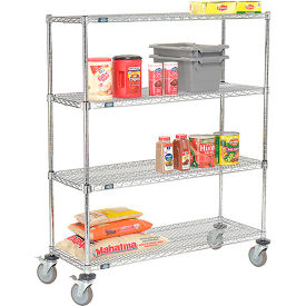 Global Industrial 580559AB Nexel® E-Z Adjust Wire Shelf Truck w/Brakes, 1200 lb. Capacity, 48"L x 18"W x 69"H image.