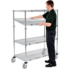 Global Industrial 580563AB Nexel® E-Z Adjust Wire Shelf Truck w/Brakes, 1200 lb. Capacity, 48"L x 24"W x 69"H image.