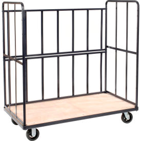 Global Industrial 585294 Global Industrial™ 3 Sided Steel Truck, 2 Shelves, 1200 lb. Capacity, 60"L x 30"W x 61"H image.