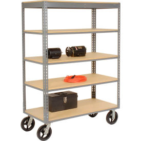 Global Industrial 585414 Global Industrial™ Boltless Shelf Truck, 5 Shelves, Rubber Casters, 36"L x 18"W x 68"H, Gray image.