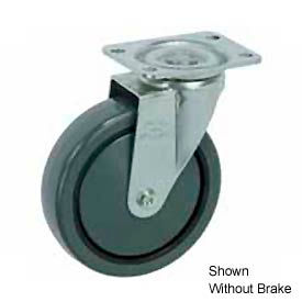 Casters, Wheels & Industrial Handling 499-5RB Faultless Swivel Plate Caster 499-5RB 5" Polyurethane Wheel with Brake image.