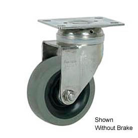 Casters, Wheels & Industrial Handling S890-5TB Faultless Stainless Steel Swivel Plate Caster S890-5TB 5" TPR Wheel with Brake image.