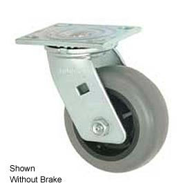 Casters, Wheels & Industrial Handling 1491-6RB Faultless Swivel Plate Caster 1491-6RB 6" TPR Wheel with Brake image.