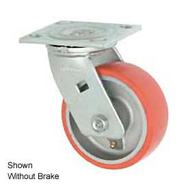 Casters, Wheels & Industrial Handling 1438-6RB Faultless Swivel Plate Caster 1438-6RB 6" Mold-On Poly Wheel with Brake image.