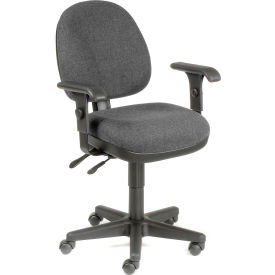 Global Industrial 594138BK Interion® Task Chair With 17-1/2"H Back & Adjustable Arms, Fabric, Black image.