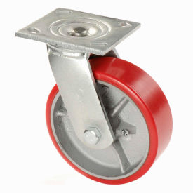 Global Industrial 601110 Global Industrial™ Heavy Duty Swivel Plate Caster 5" Polyurethane Wheel 500 Lb. Capacity image.