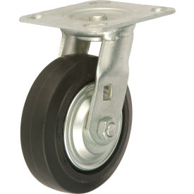 Global Industrial 601112 Global Industrial™ Heavy Duty Swivel Plate Caster 5" Mold-on Rubber Wheel 350 lb. Capacity image.