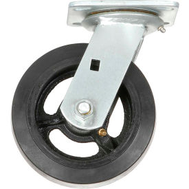 Global Industrial 601122 Global Industrial™ Heavy Duty Swivel Plate Caster 6" Mold-on Rubber Wheel 500 lb. Capacity image.