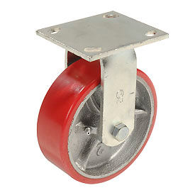 Global Industrial 601220 Global Industrial™ Heavy Duty Rigid Plate Caster 6" Polyurethane Wheel 800 lb. Capacity image.