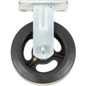 Global Industrial 601222 Global Industrial™ Heavy Duty Rigid Plate Caster 6" Mold-on Rubber Wheel 500 lb. Capacity image.